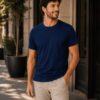 camisesta masculina bordada azul marinho 003