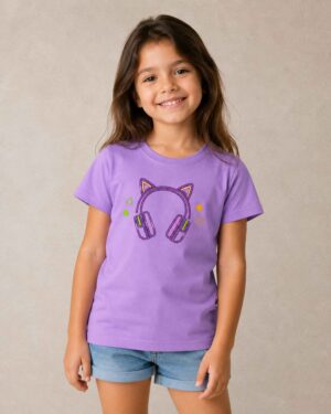 Camiseta Infantil Premium Estampa Fone de Ouvido 100% Algodão