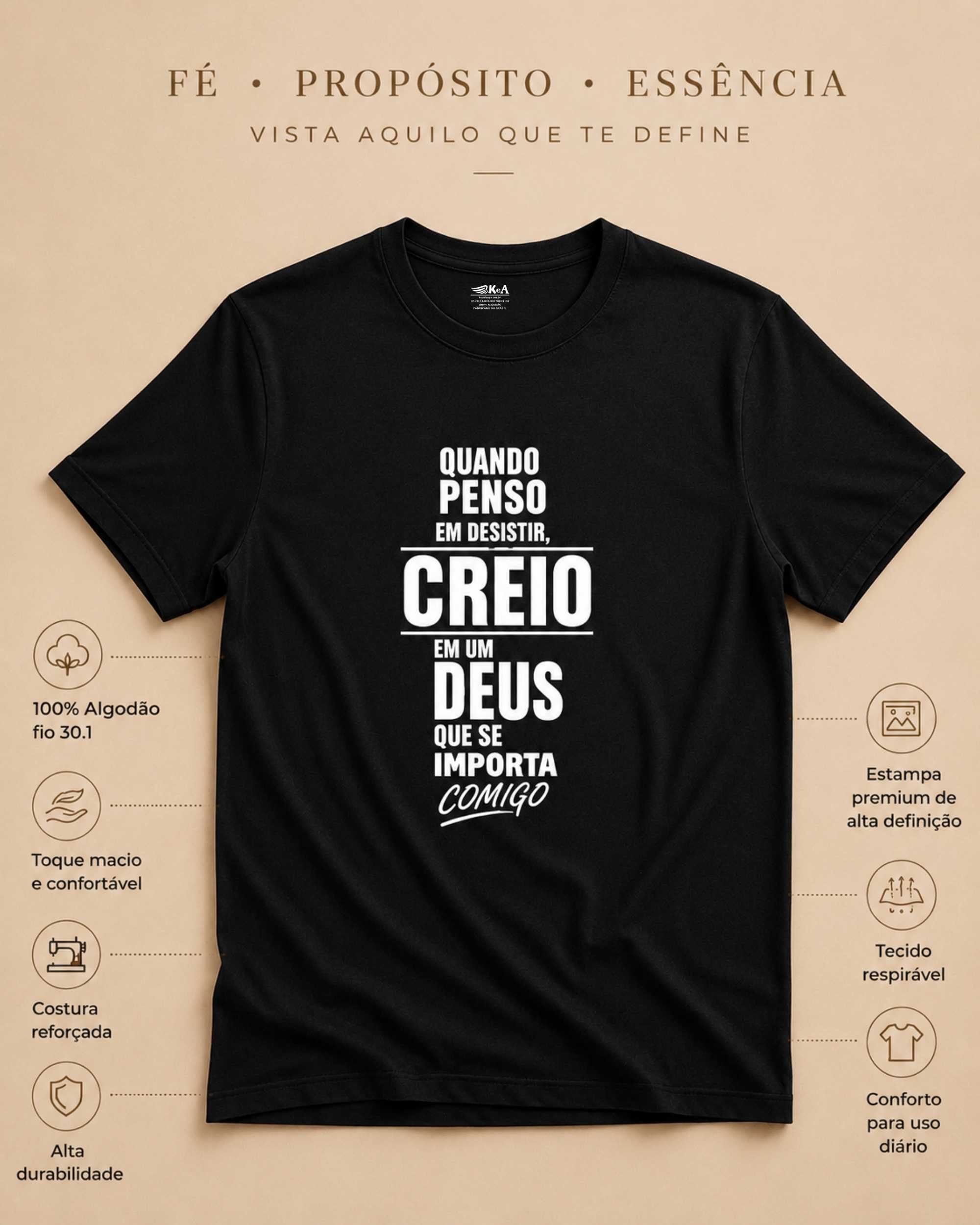 camisesta masculina quando penso em desistir preta 005
