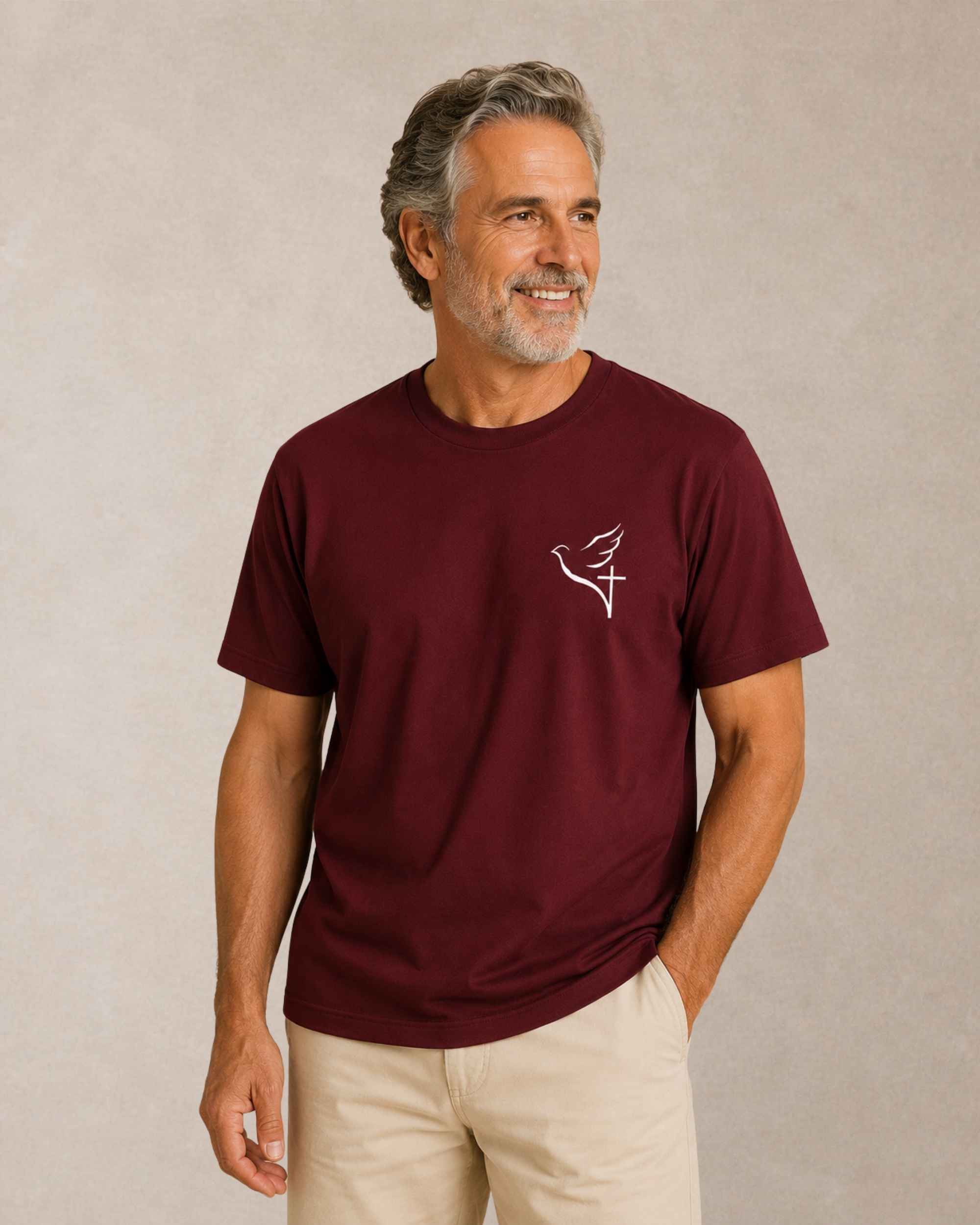 Camiseta Masculina Cristã Espírito Santo Minimalista 1 Camiseta Masculina Cristã Espírito Santo Minimalista