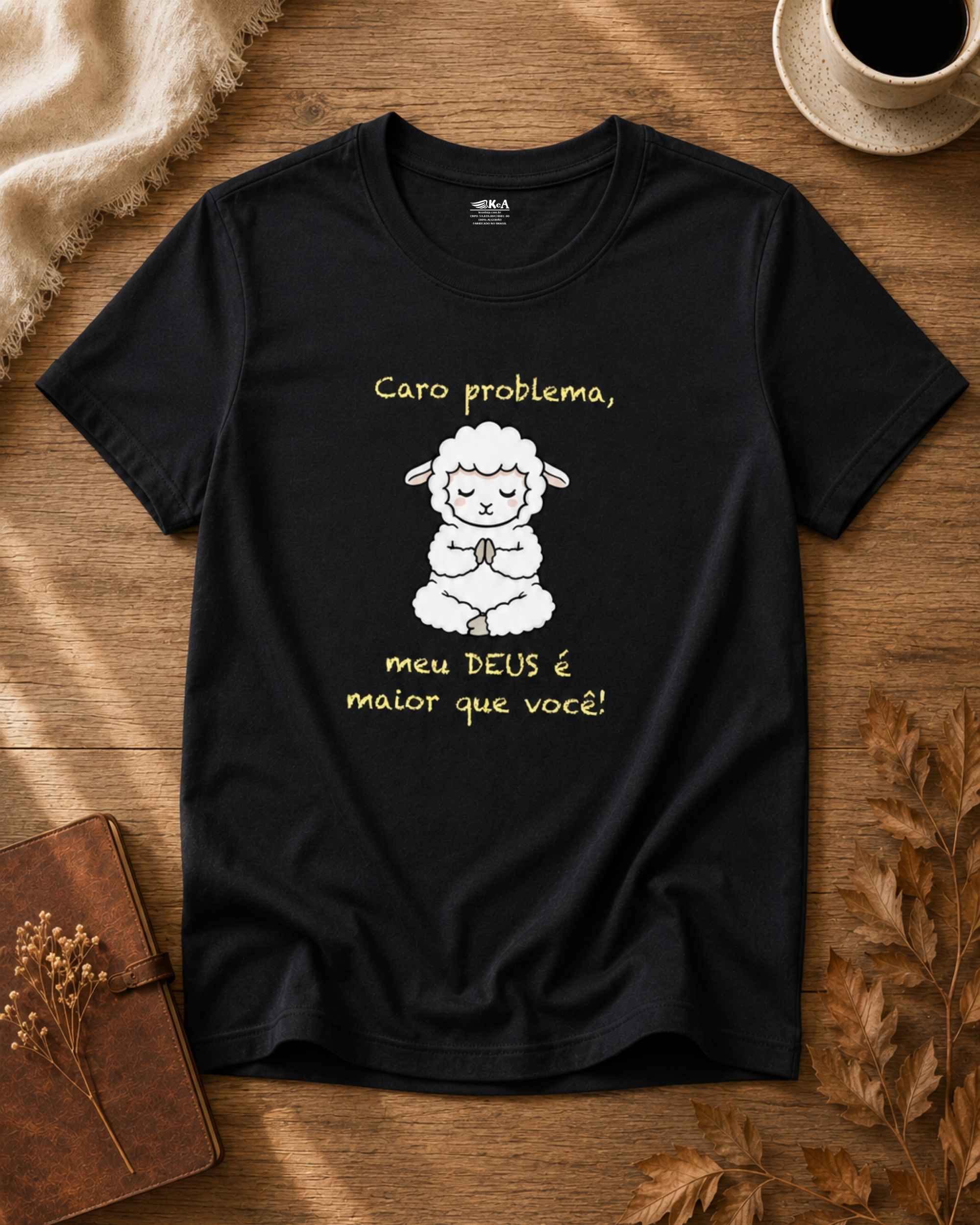 Baby Look Fé Caro Problema Meu Deus É Maior Que Você 2 Baby Look Fé Caro Problema Meu Deus É Maior Que Você - Imagem 2
