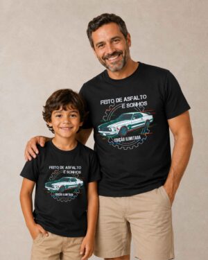 Kit Camisetas Pai e Filho Feito De Asfalto e Sonhos