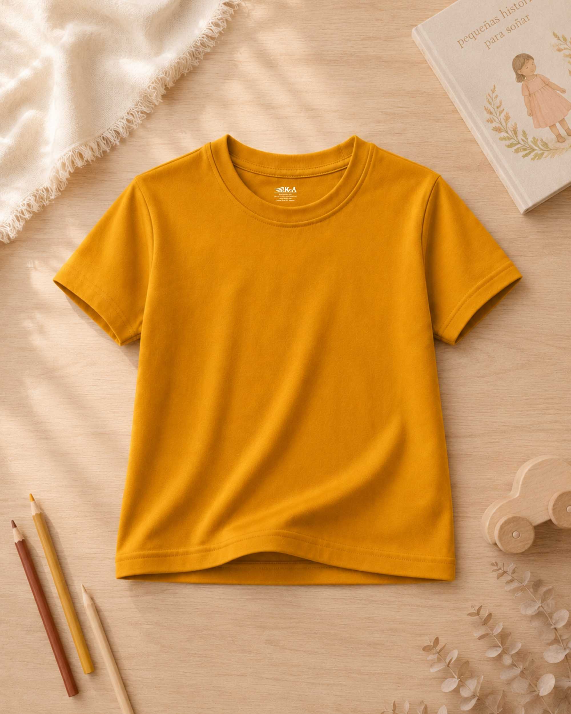 camisesta infantil lisa mostarda 003