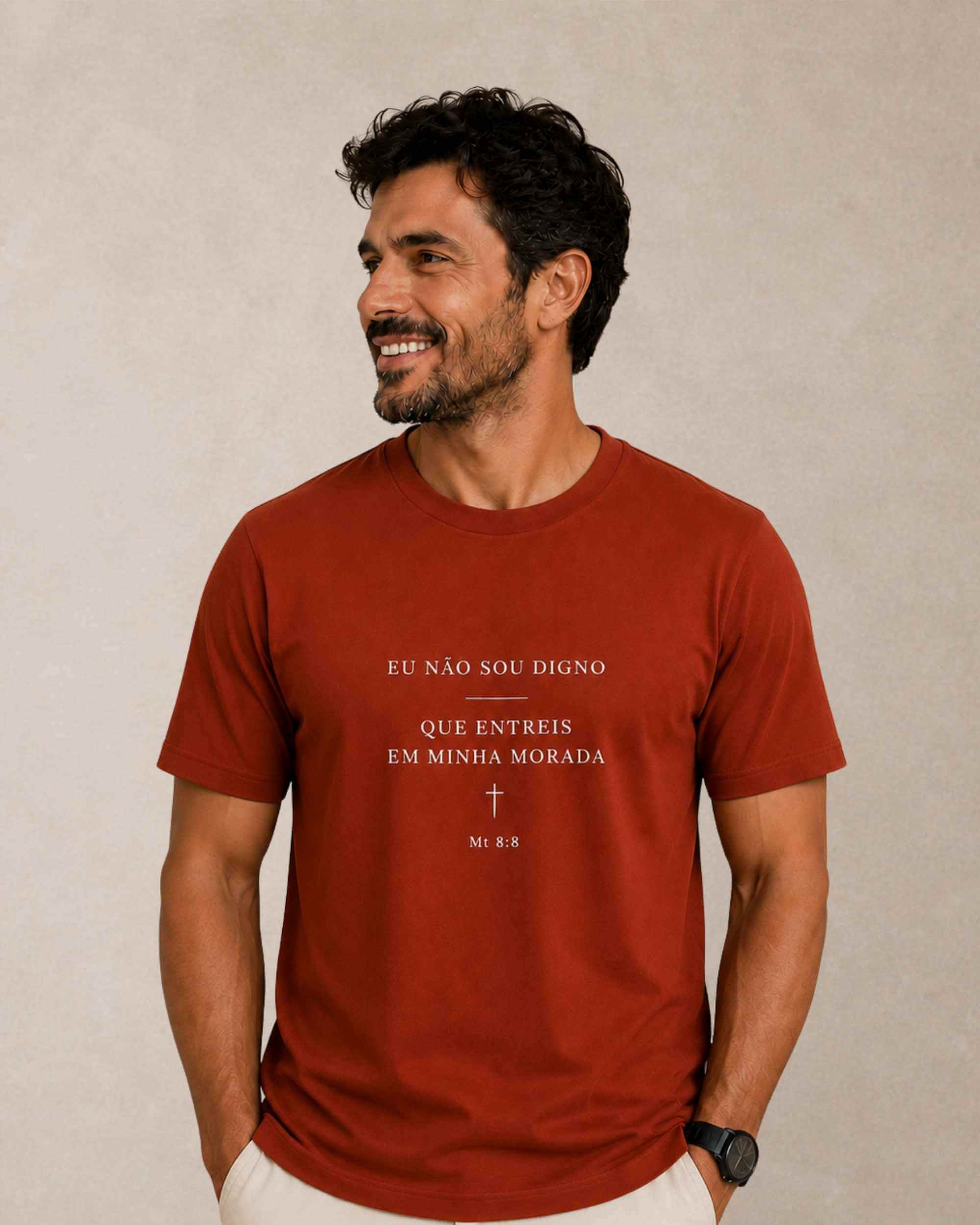 camiseta eu não sou digno ferrugem 001