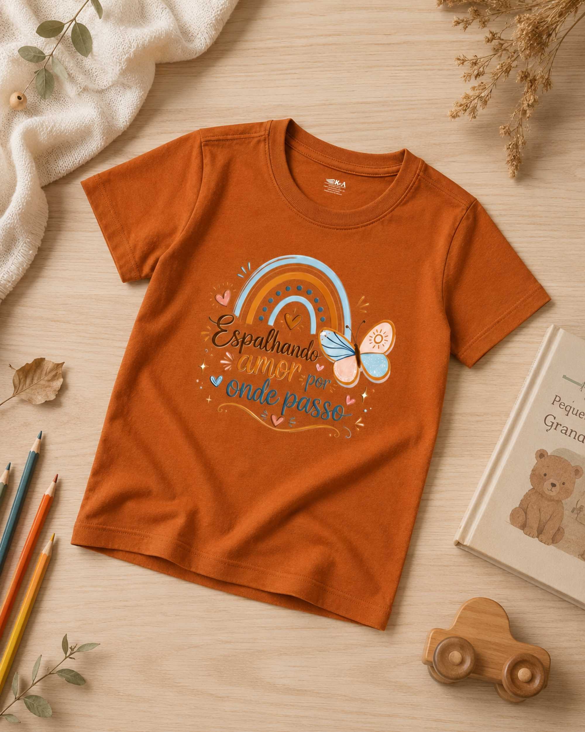 camiseta infantil feminina espalhando amor ferrugem 003