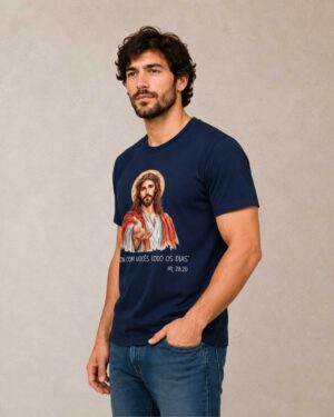 Inicio 16 Camiseta masculina Estou com voces todos os dias azul marinho 002