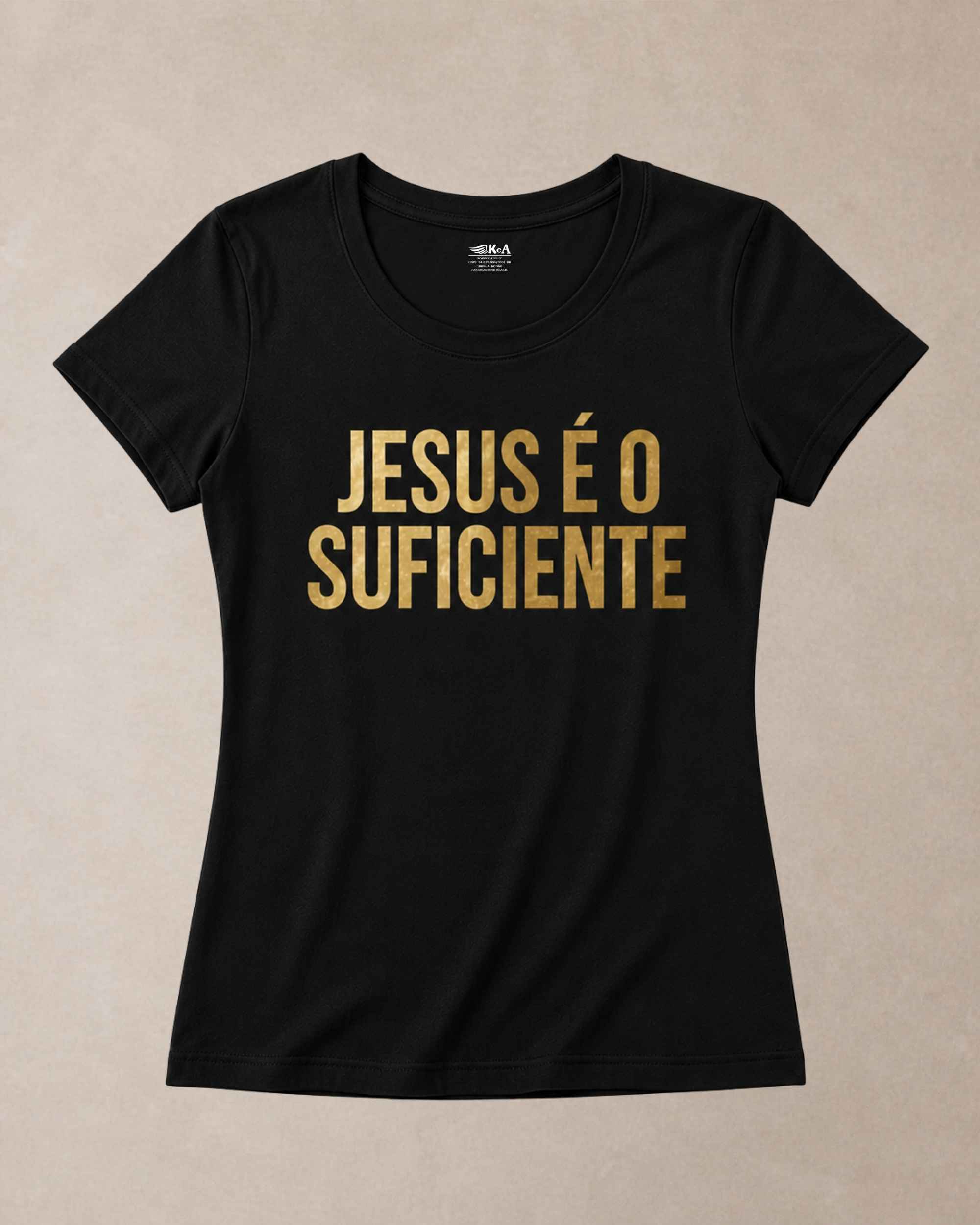 Baby Look Cristã Jesus é o Suficiente Preta | KeA Shop Baby Look Cristã Jesus é o Suficiente preta 100% algodão da KeA Shop.