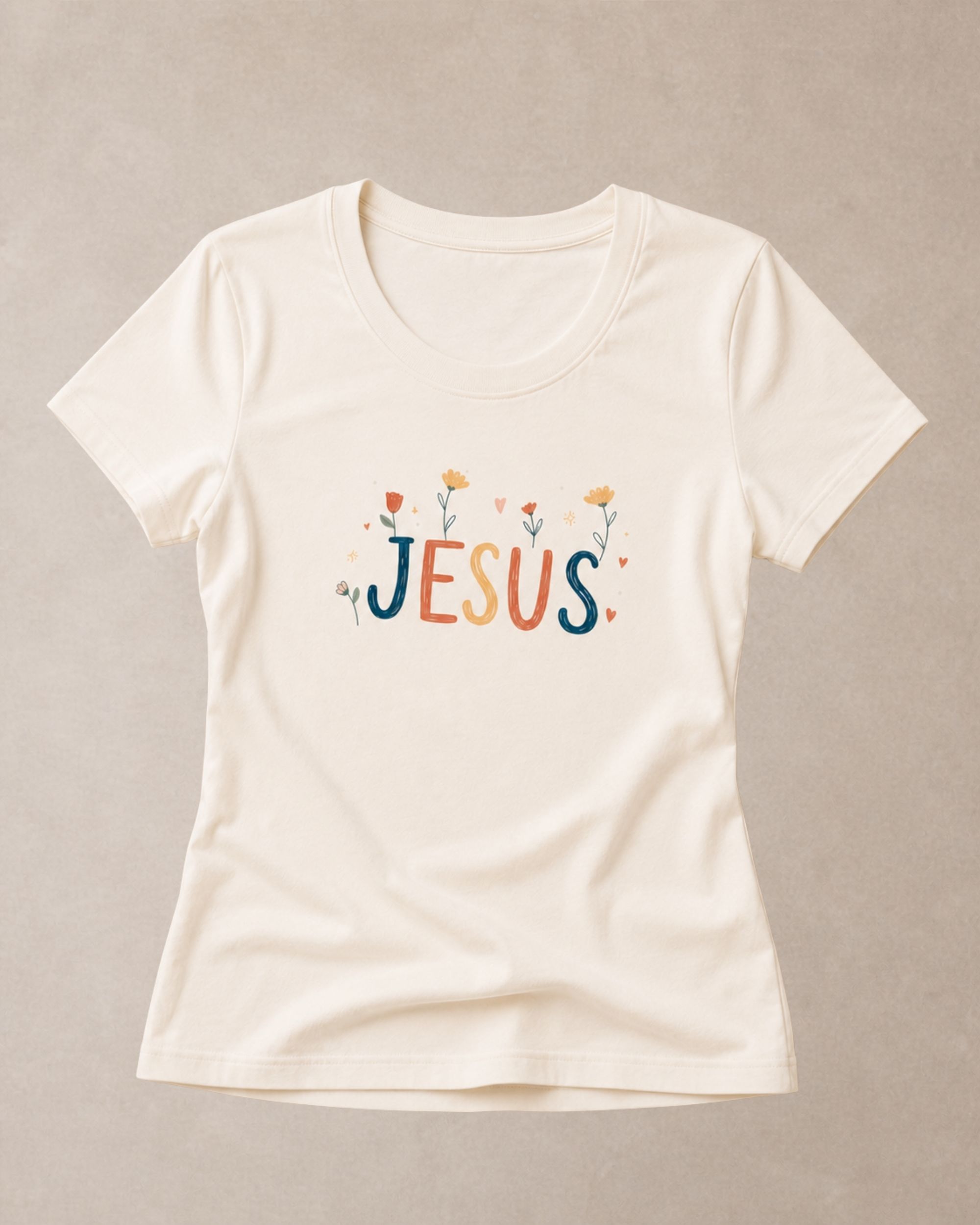 Baby Look Cristã Jesus Off White | KeA Shop Baby Look Cristã Jesus off white 100% algodão da KeA Shop.