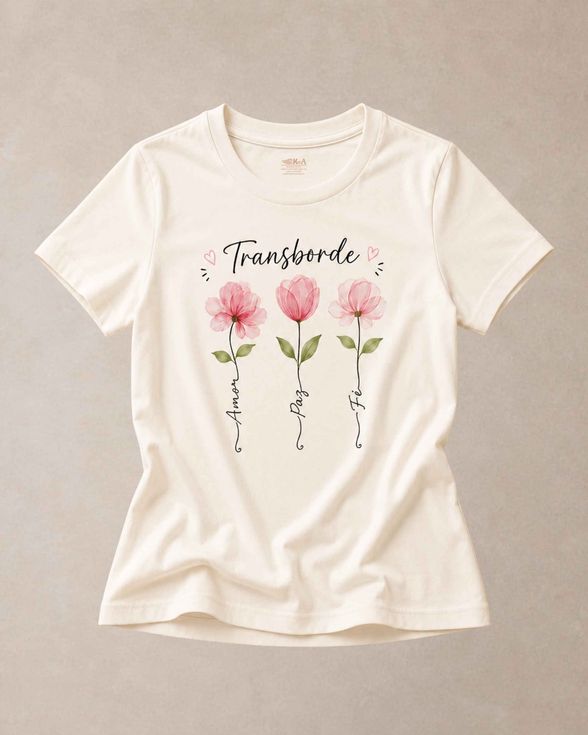 Baby Look Cristã Transborde off white 100% algodão da KeA Shop.