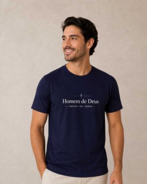 Inicio 17 Camiseta Masculina Cristã Homem de Deus