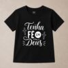 Camiseta Infantil Cristã Tenha Fé em Deus Preta | KeA Shop Camiseta Infantil Cristã Tenha Fé em Deus preta 100% algodão da KeA Shop.