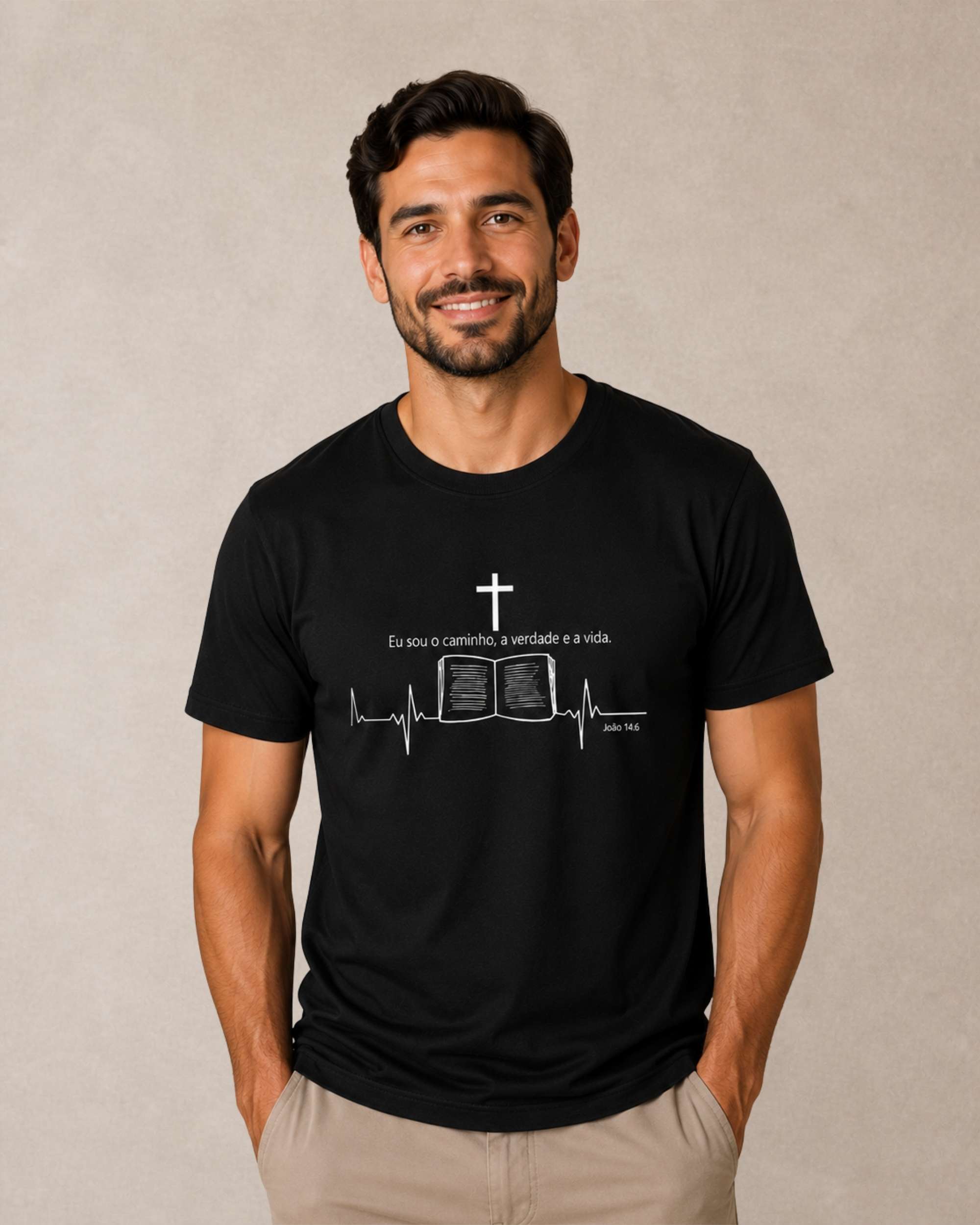 camiseta masculina João 14-6 preta 001