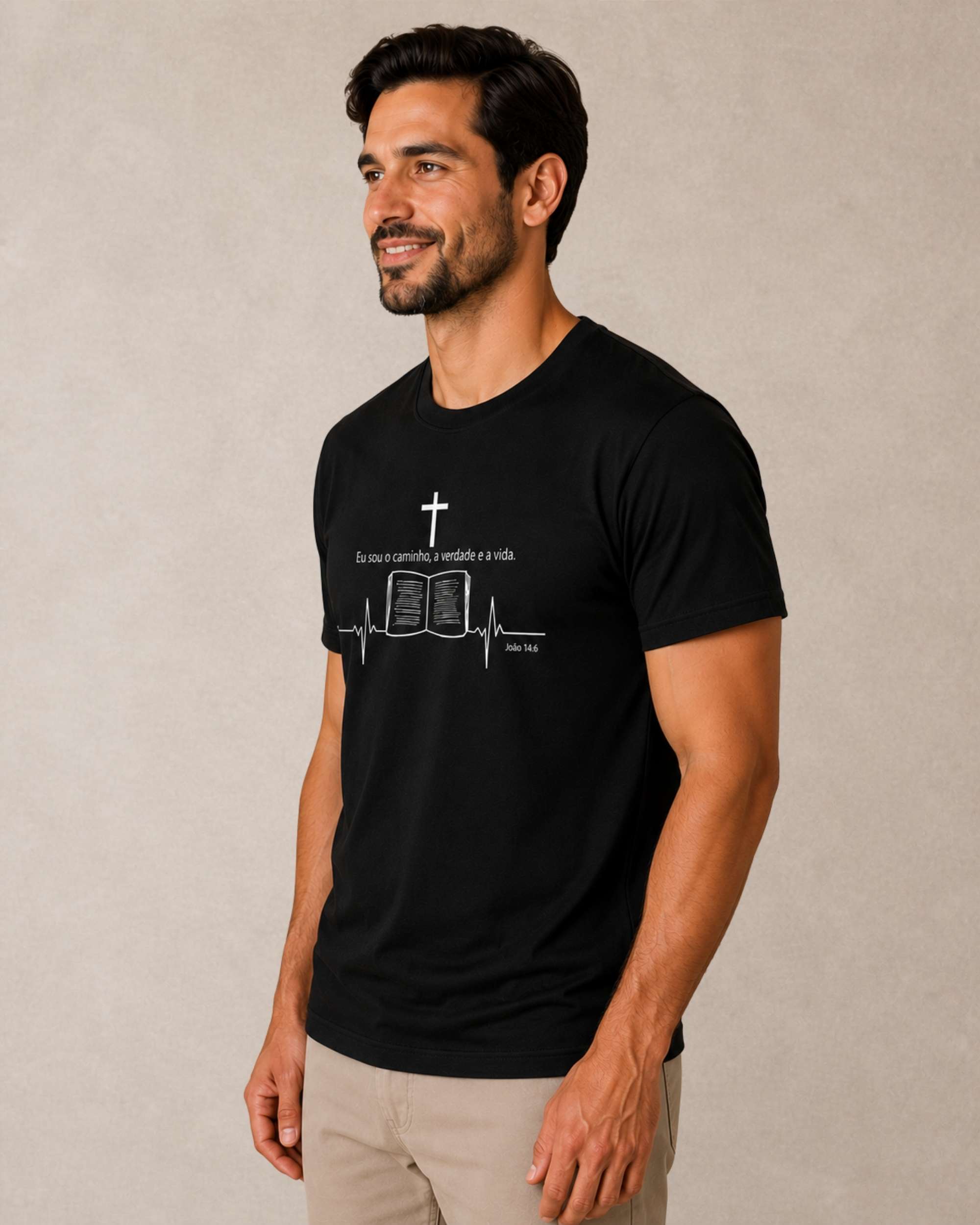 camiseta masculina João 14-6 preta 002