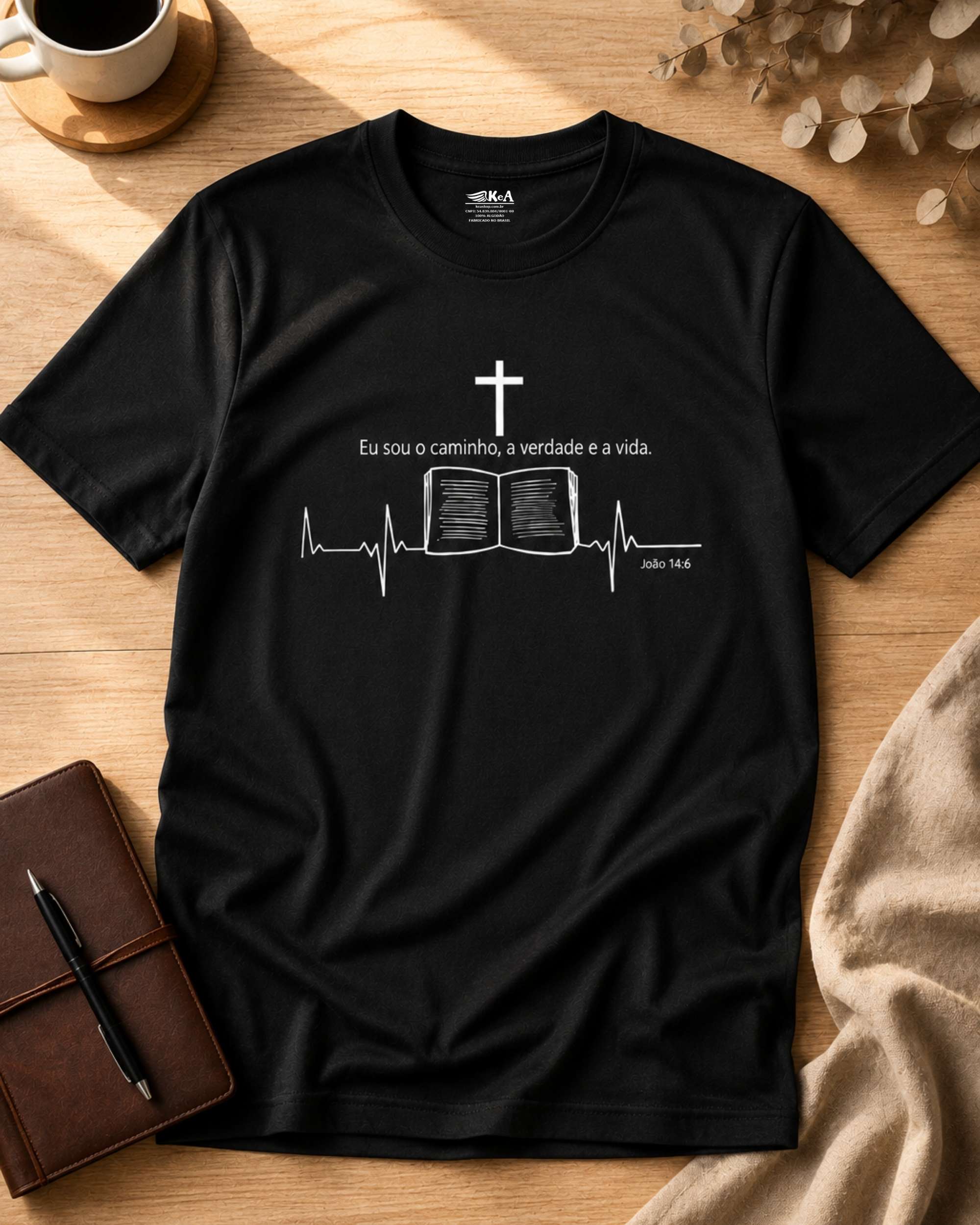 camiseta masculina João 14-6 preta 004