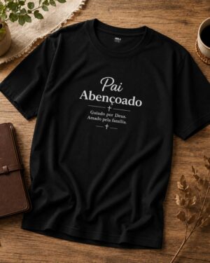 Inicio 27 camiseta masculina Pai Abencoado preta 004