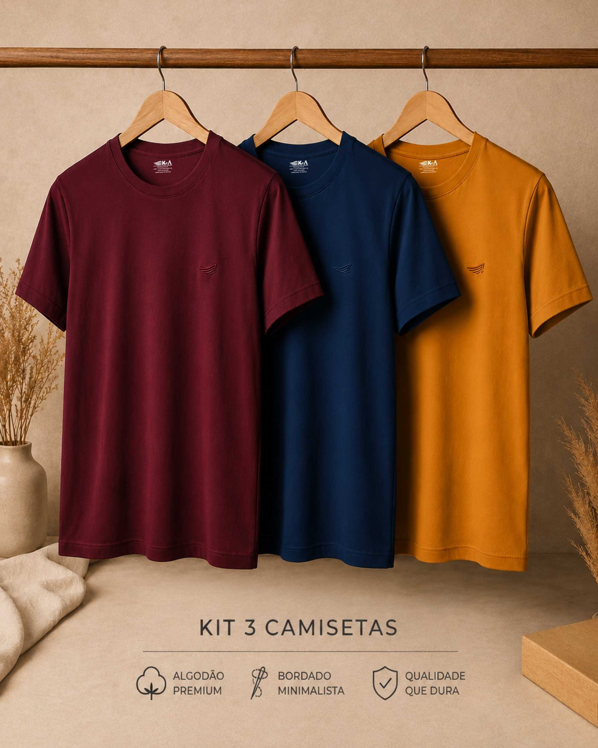 kit 3 camisesta(BO-AM-MO) masculina bordada 002
