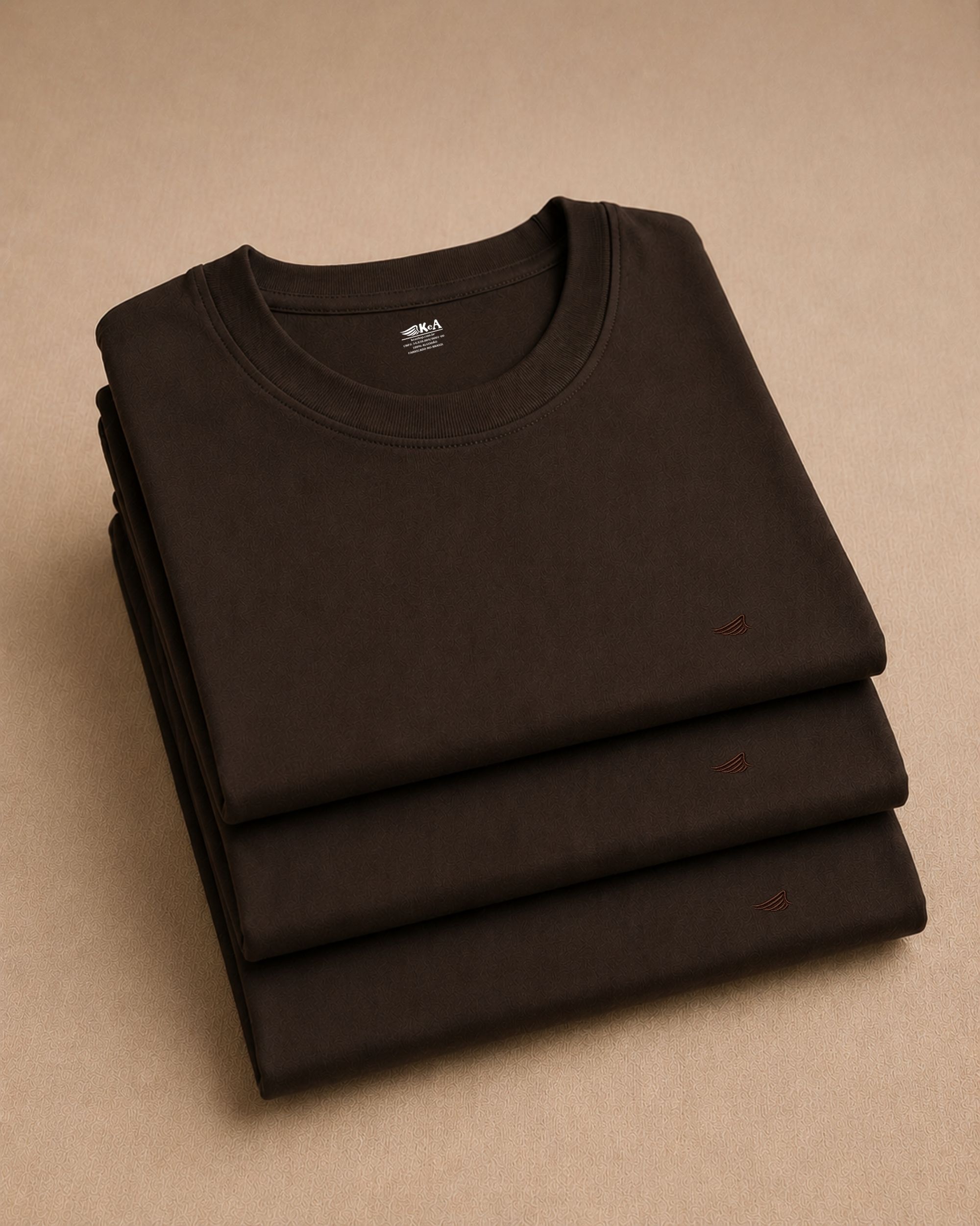 kit 3 camisetas marrom 001