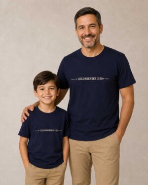Kit Camisetas Pai e Filho Colossenses 3:20