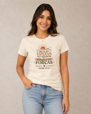 Inicio 36 Baby Look Feminina Cristã Isaías 40:31 Off-White