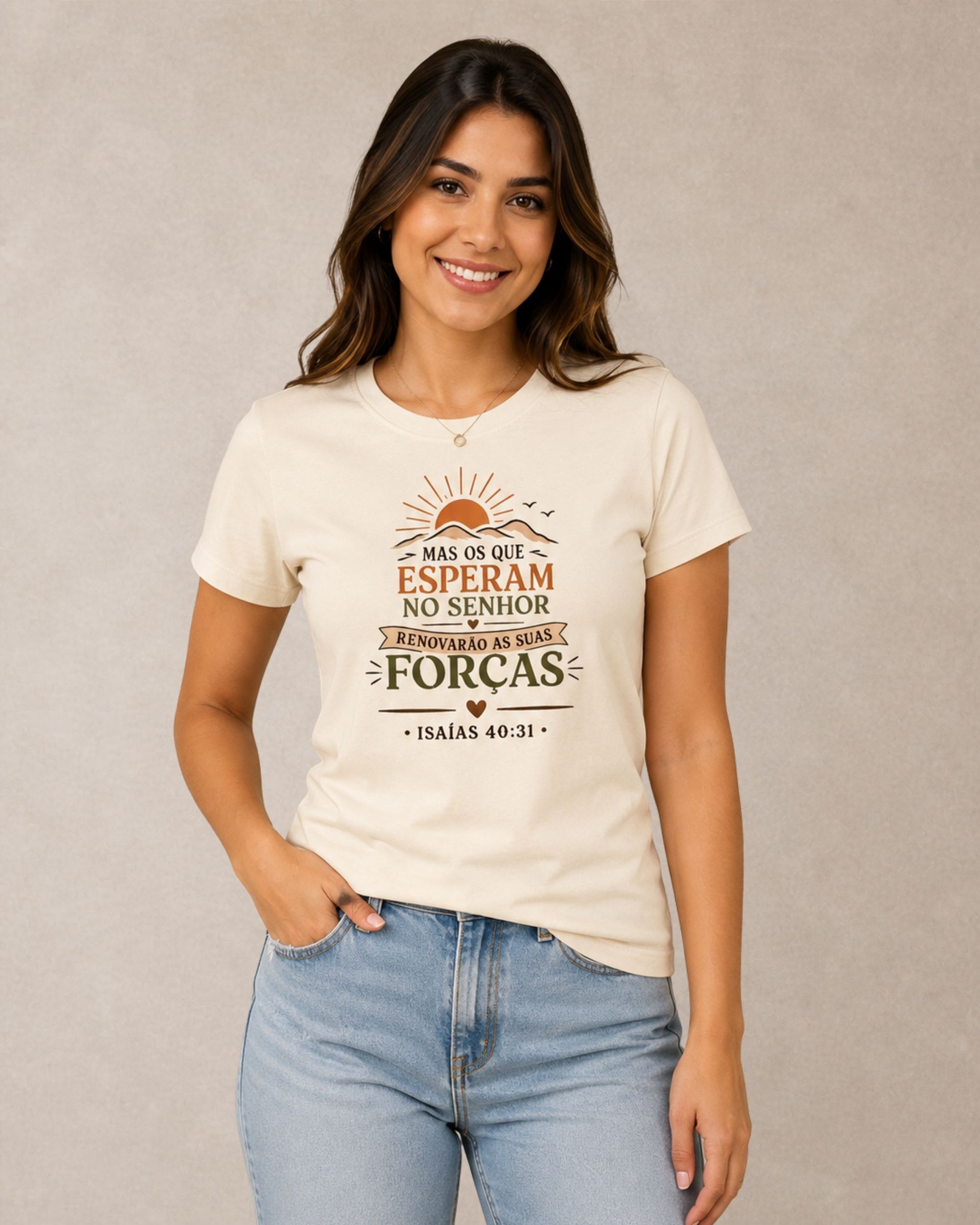 baby look cristã Isaias 40-31 off-white Baby Look Feminina Cristã Isaías 40:31 Off-White