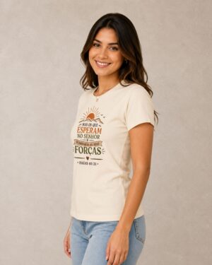 Inicio 37 Baby Look Feminina Cristã Isaías 40:31 Off-White