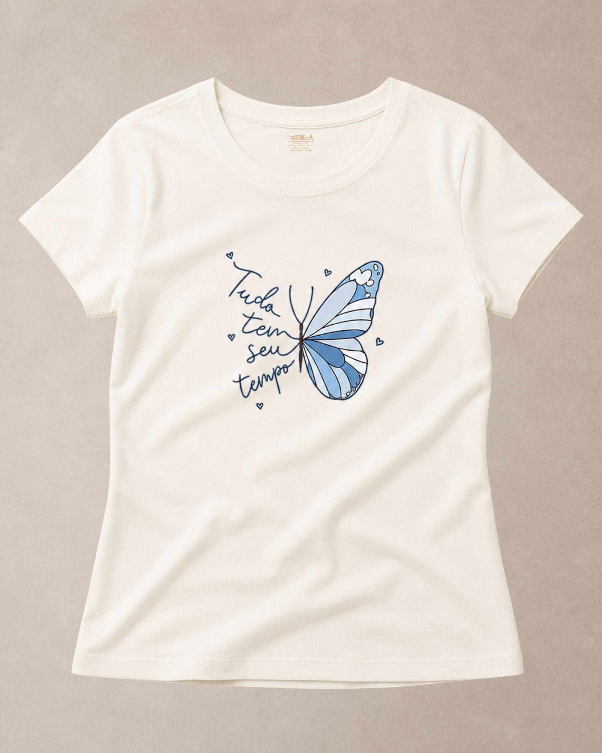 baby look cristã Tudo tem seu tempo off-white Baby Look Feminina Cristã Tudo Tem Seu Tempo Off-White