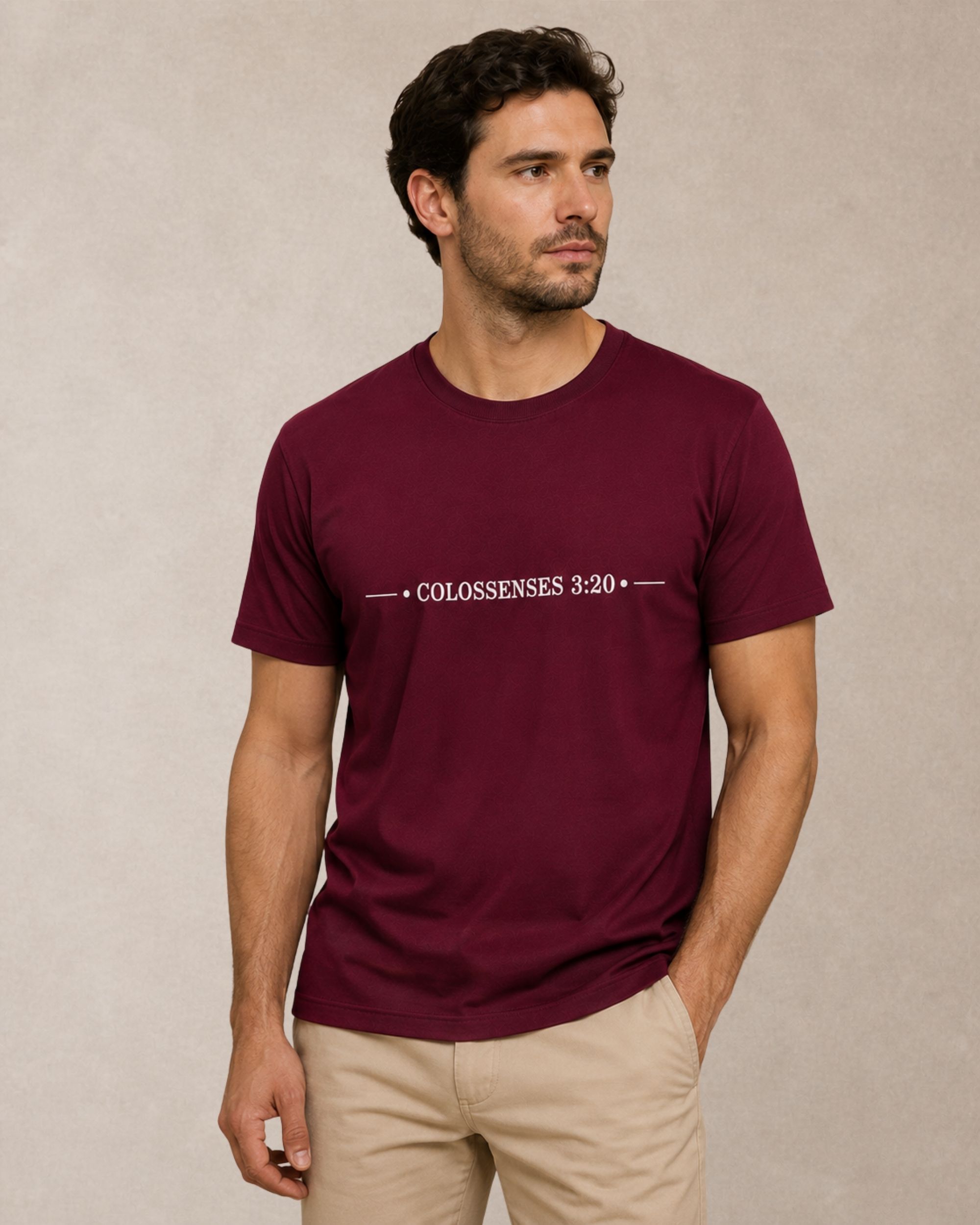 camiseta Colossenses 3-20 bordo Camiseta Masculina Cristã Colossenses 3:20 Bordô