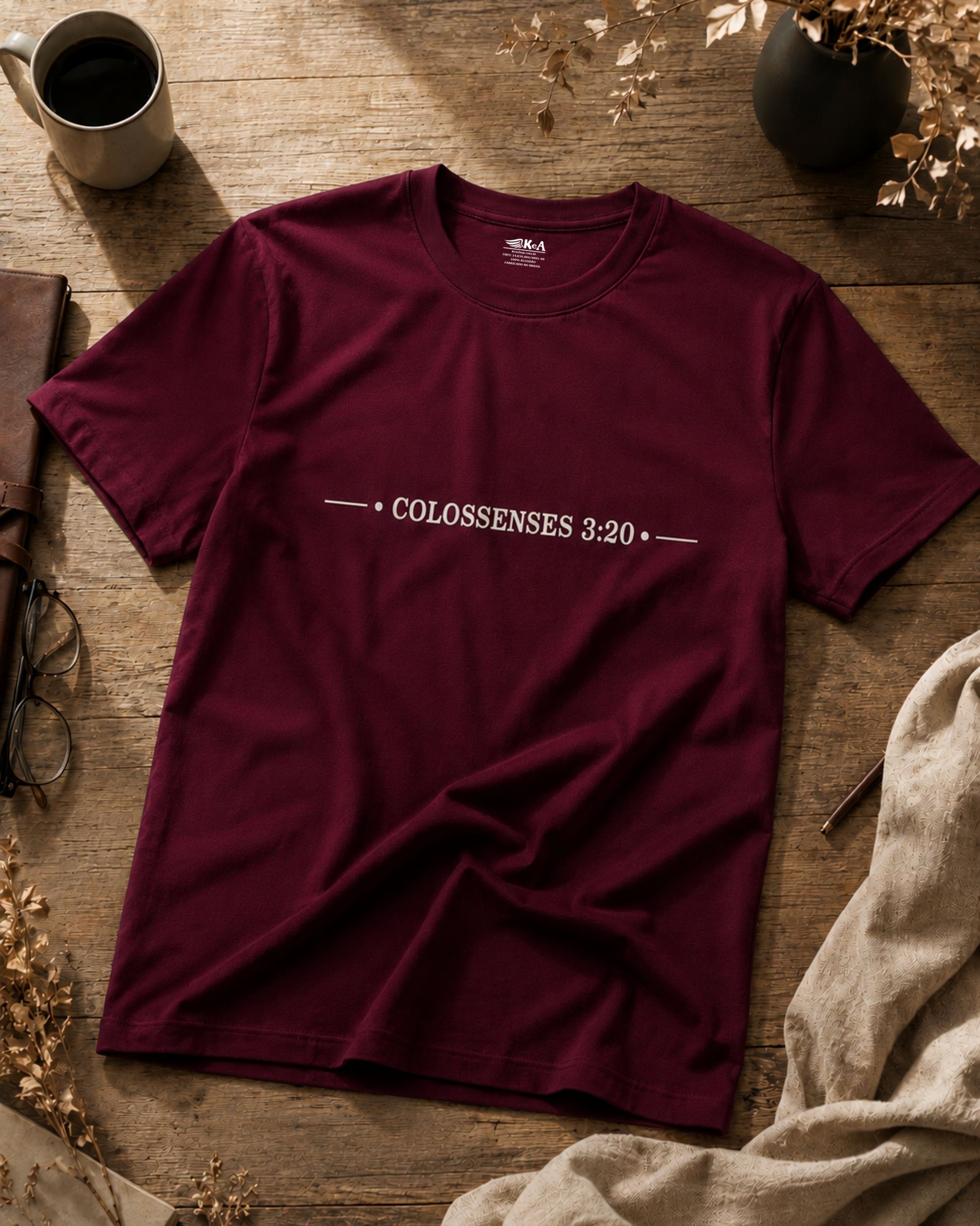 camiseta Colossenses 3-20 bordo Camiseta Masculina Cristã Colossenses 3:20 Bordô