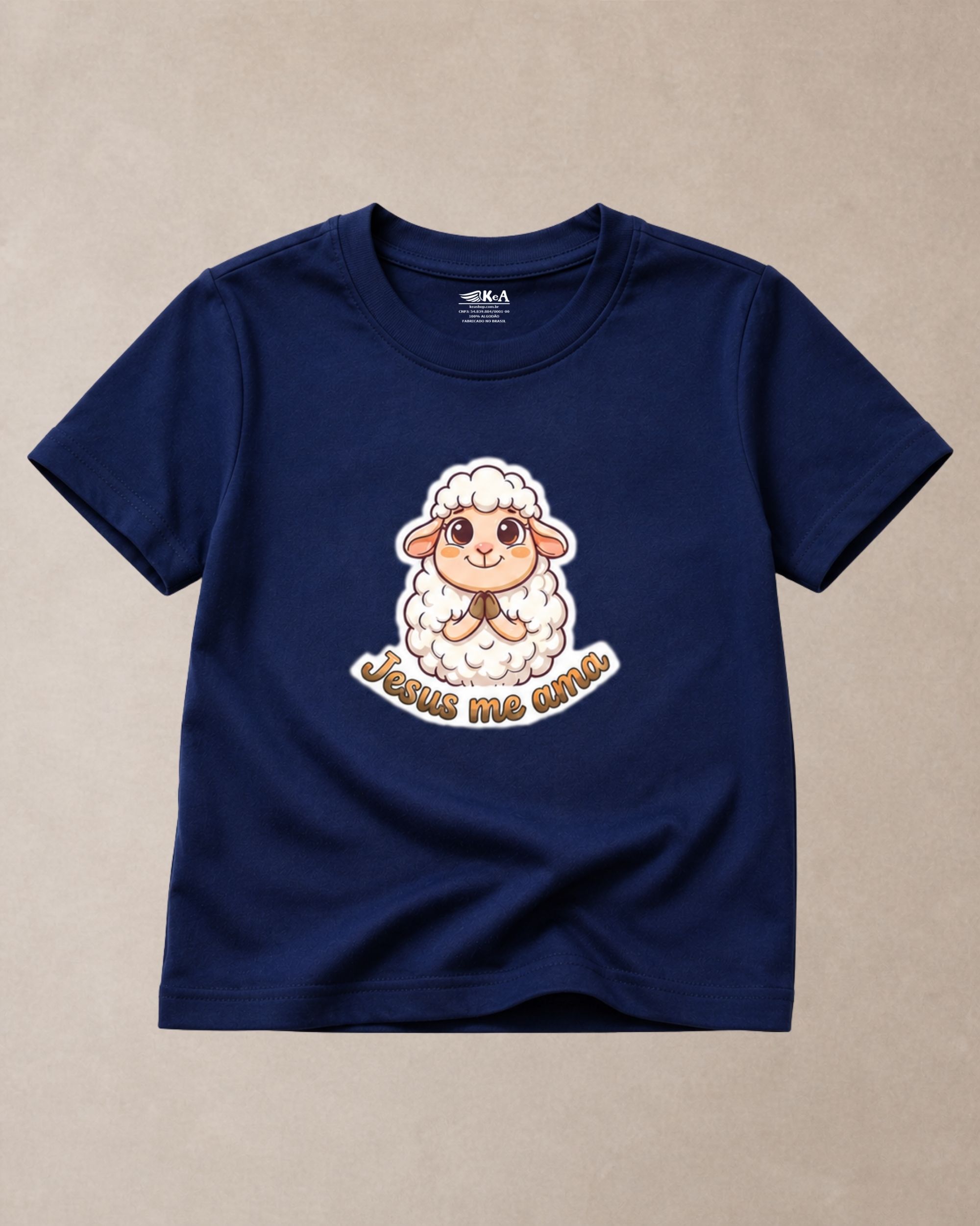 camiseta infantil Jesus me ama marinho 004