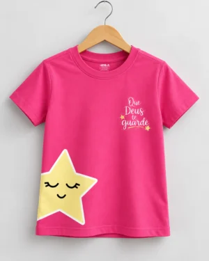 Camiseta feminina infantil  Cristã Que Deus te guarde