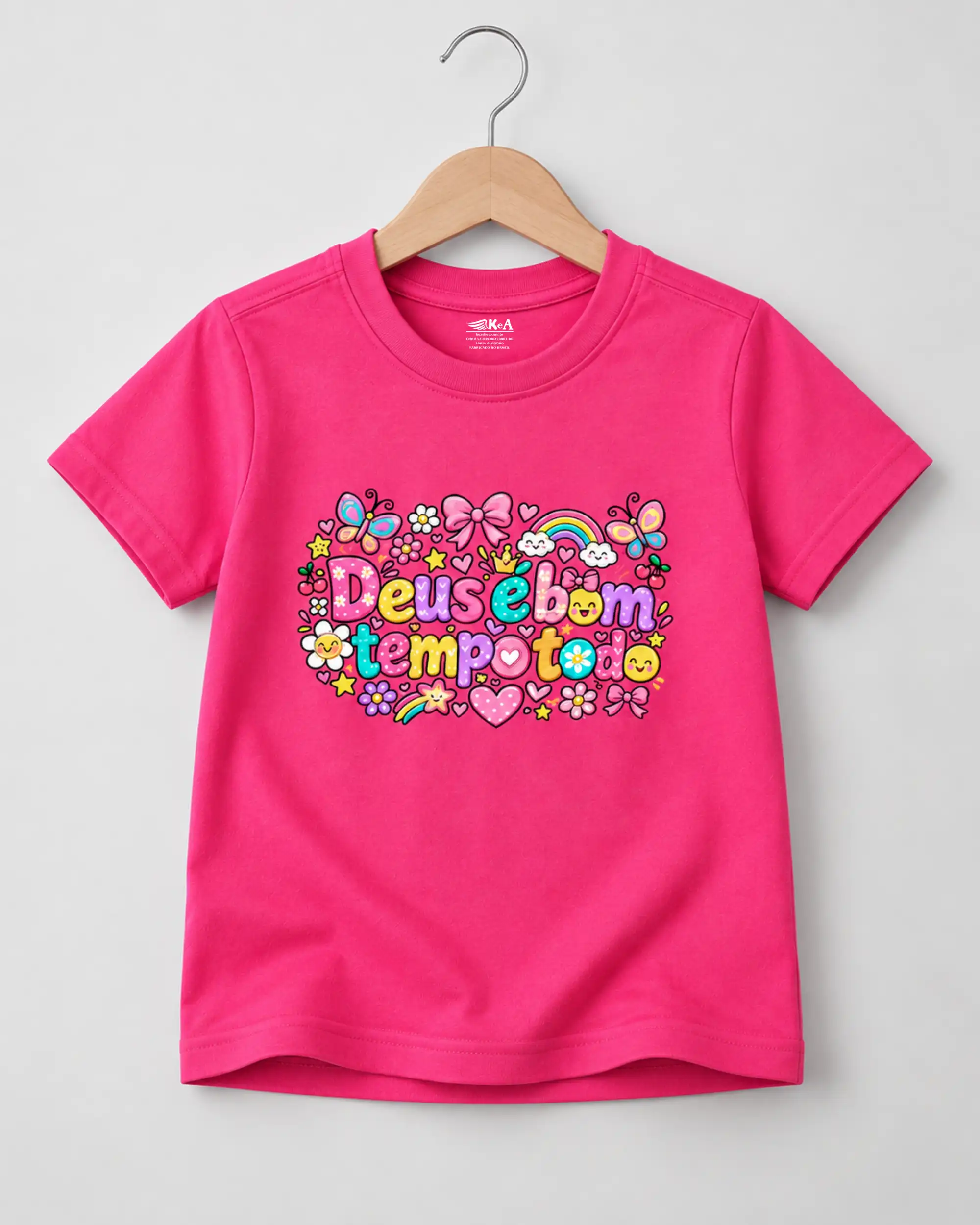 Camiseta Feminina Infantil Deus é Bom o Tempo Todo 1 Camiseta Feminina Infantil Deus é Bom o Tempo Todo