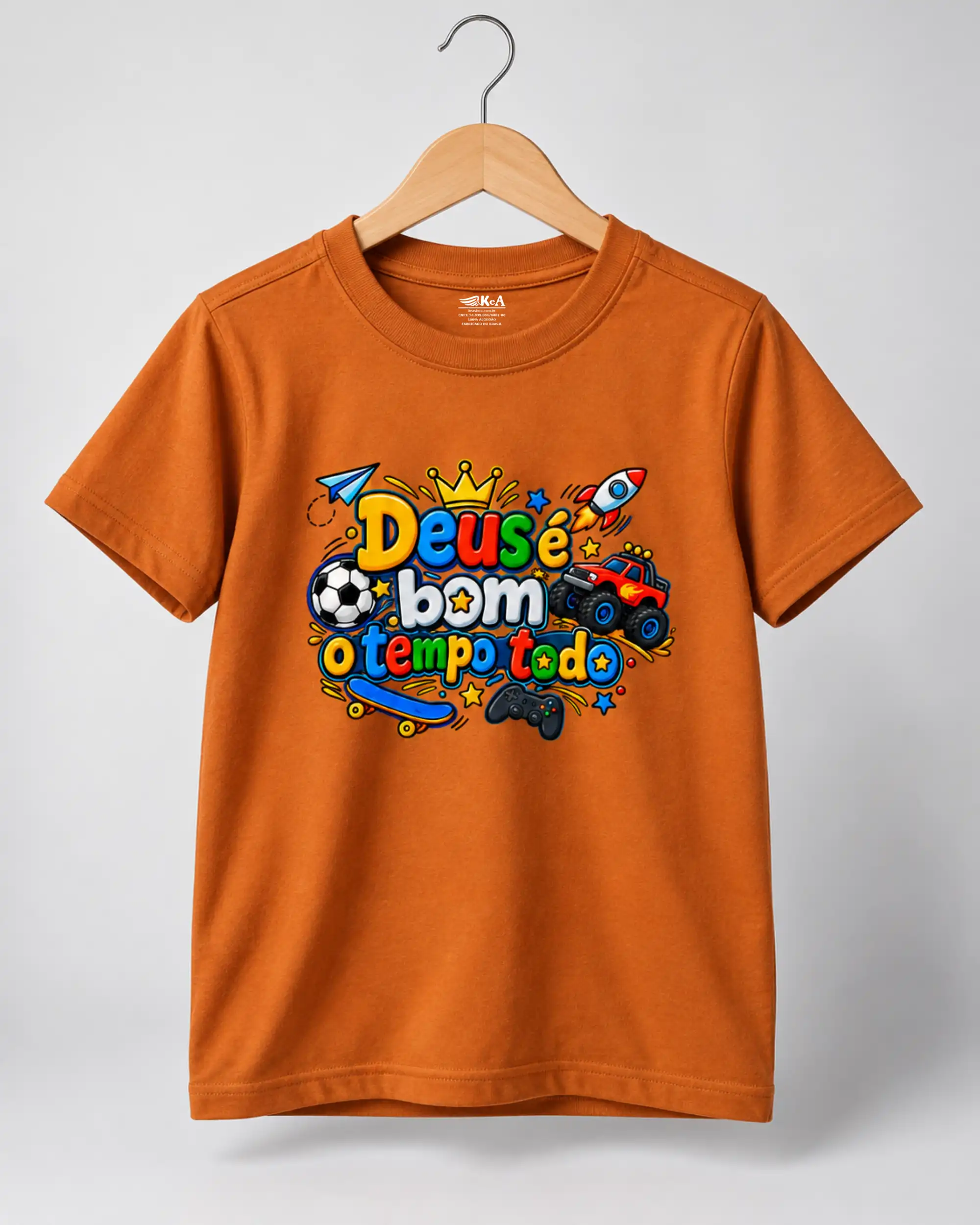 Camiseta Infantil Deus é Bom o Tempo Todo 1 Camiseta Infantil Deus é Bom o Tempo Todo