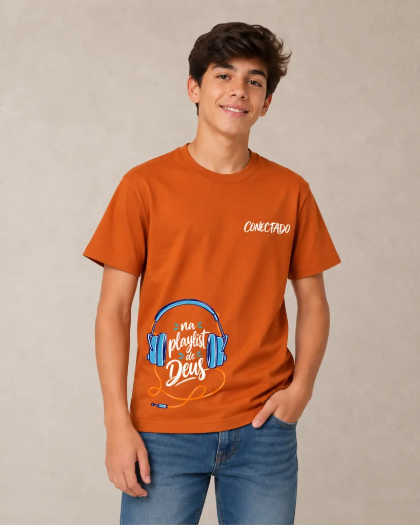camiseta juvenil conectado na presenca de Deus ferrugem 001