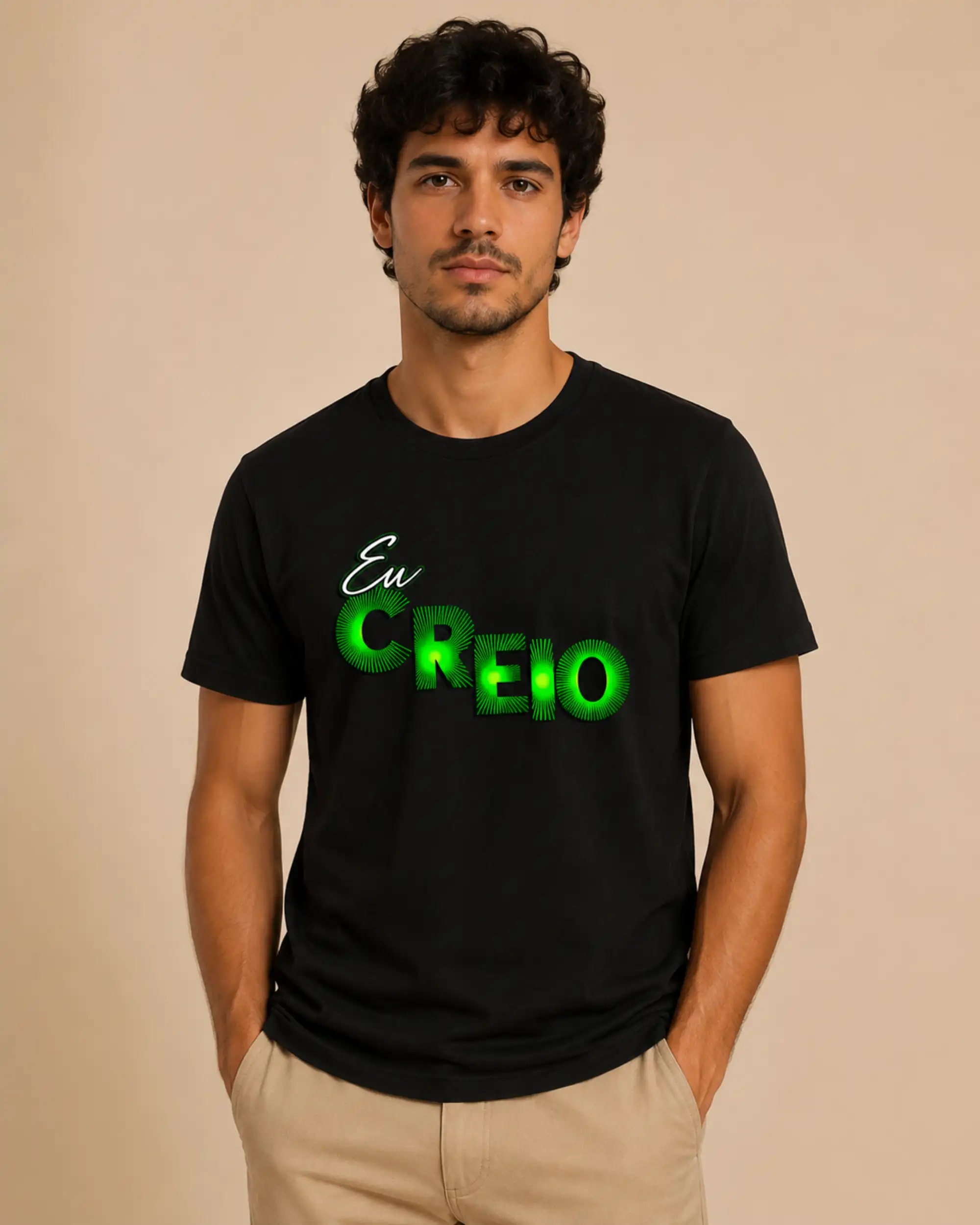 Camiseta Masculina Cristã EU CREIO 2 Camiseta Masculina Cristã EU CREIO - Imagem 2