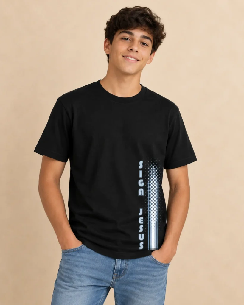 camiseta masculina juvenil Siga Jesus preto 001